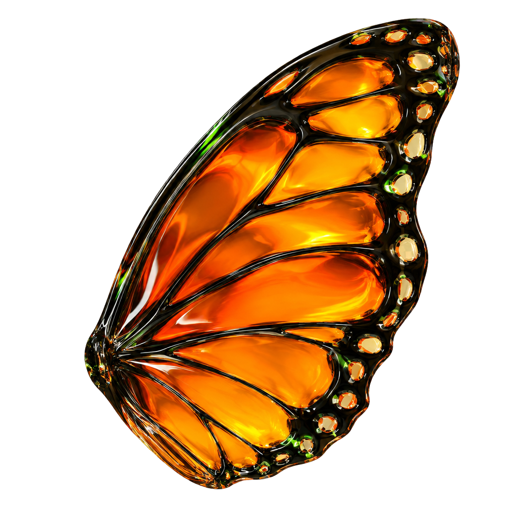 Translucent orange monarch wing